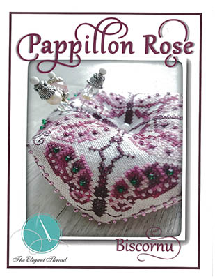 Pappillon Rose Biscornu-Elegant Thread-